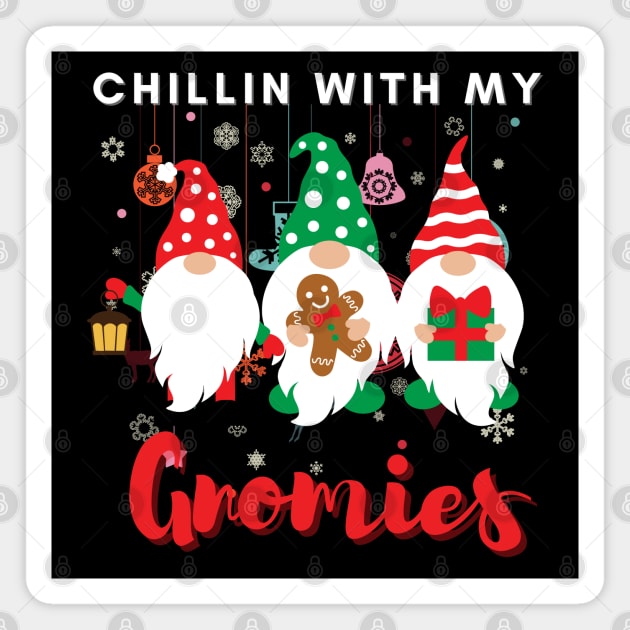 Chillin with my gnomies,Christmas funny gnomes, Merry Christmas Magnet by Lekrock Shop